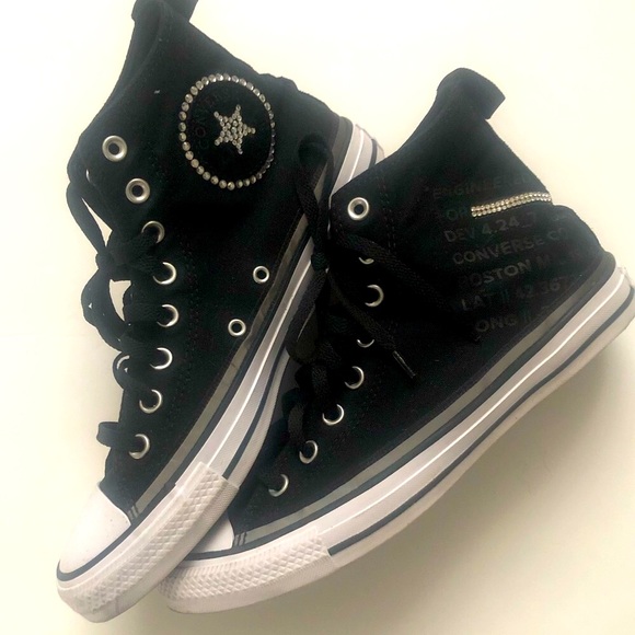 Converse Other - CONVERSE authentic custom blinged black hi tops 8